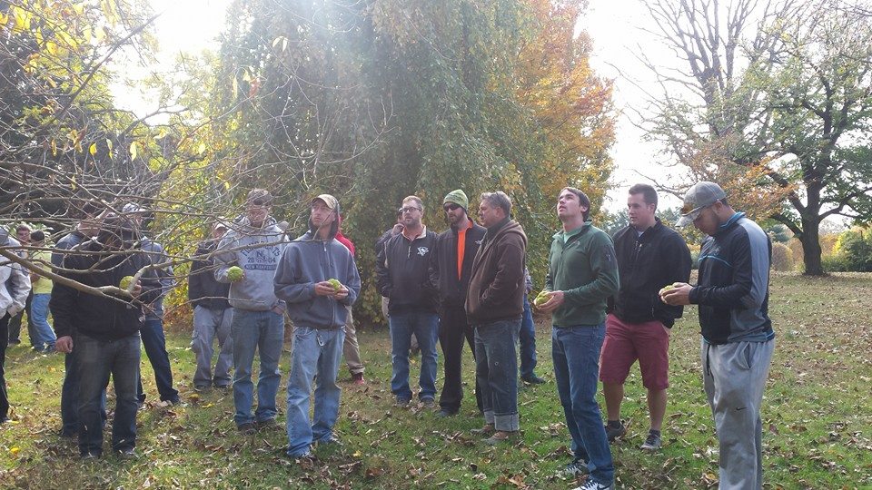 Instructor Stephen Kristoph takes students on a plant walk in Rutgers Gardens