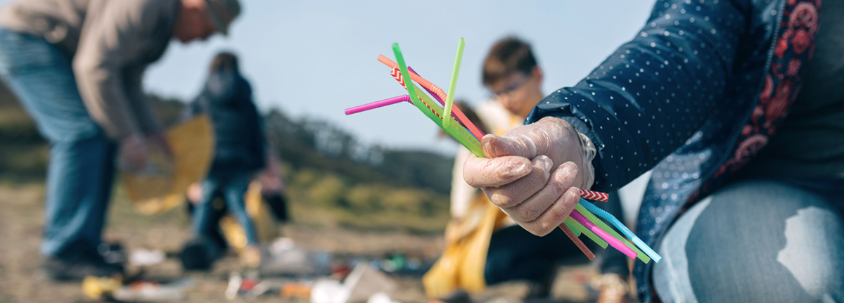 Volunteers participating in beach cleanup