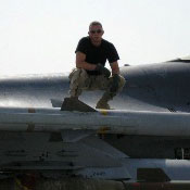 Rutgers Turf Alumnus Eric Harshman during his service in the Air Force National Guard