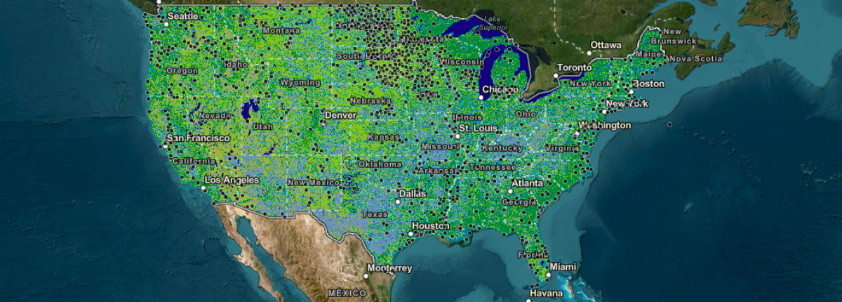 US Nationwide map of wetlands