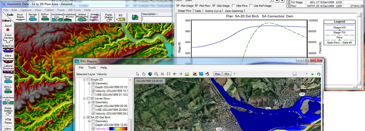 Screenshots of HEC RAS software