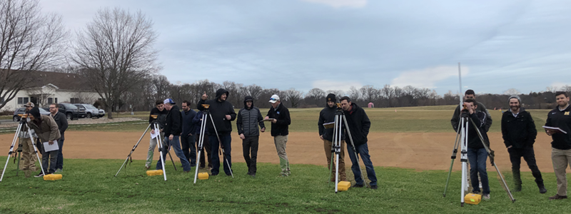 Turf Management students participate in a hands-on surveying class