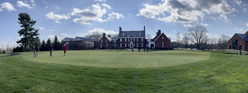 Rutgers students on the golf greens outside of the United States Golf Association Museum