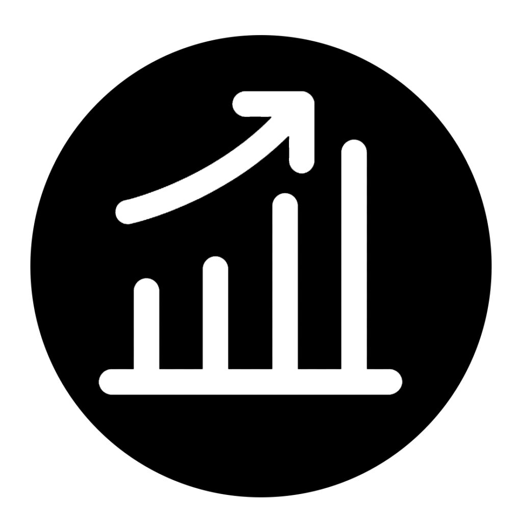 Bar graph showing upward progression icon