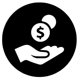 Outstretched hand with money icon