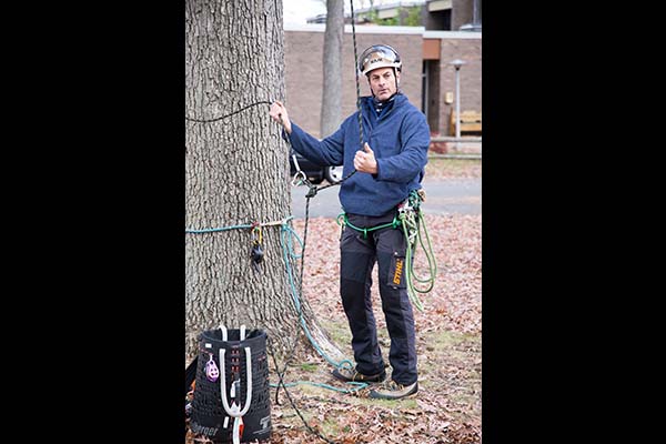 Mark Chisholm demonstrates techniques for climbing line installation