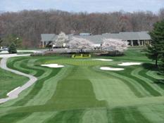 18th hole at Piney Branch Golf Club in Hampstead, Maryland