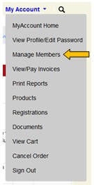 Screenshot of My Account navigation section in Rutgers Continuing Education registration system