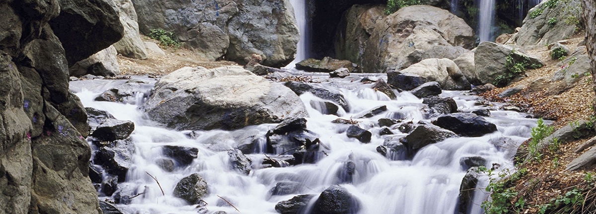 Water flowing over rocks