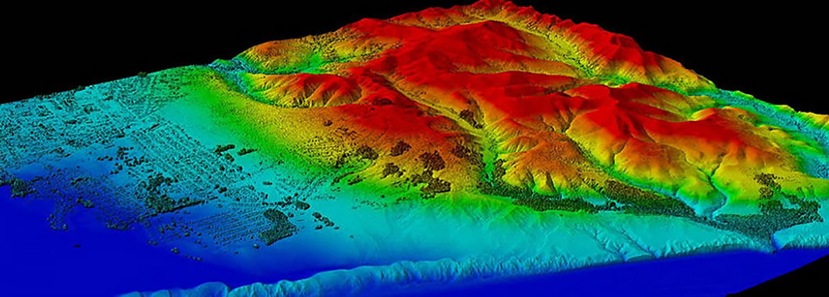 A Lidar (Light Detection and Ranging) image created with data collected by NOAA's National Geodetic Survey.