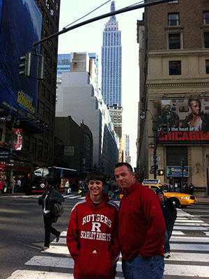 Keith Douglass and his son in New York City