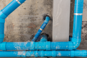 Water pipe framework on a construction site