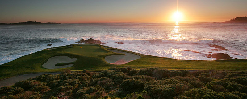 A view of Pebble Beach golf course in Monterey, California