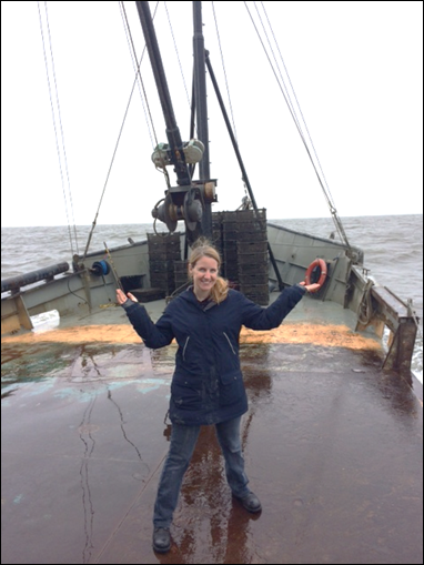 Virginia Wheatley on a boat