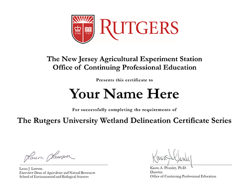 Sample certificate from Rutgers Landscape Management Certificate Program