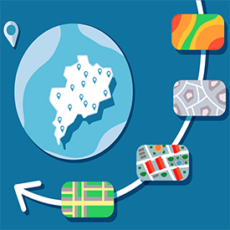 <a href="/gis-mapping">GIS / Geomatics</a> Concept illustration representing different applications of mapping with Geographic Information System (GIS) Software