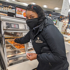 <a href="/public-health">Public Health</a> REHS Breanna Livingstone conducting a food safety inspection