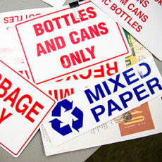 <a href="/recycling-solid-waste">Recycling, Compost, NJCCC</a> Assorted signage for recycling center