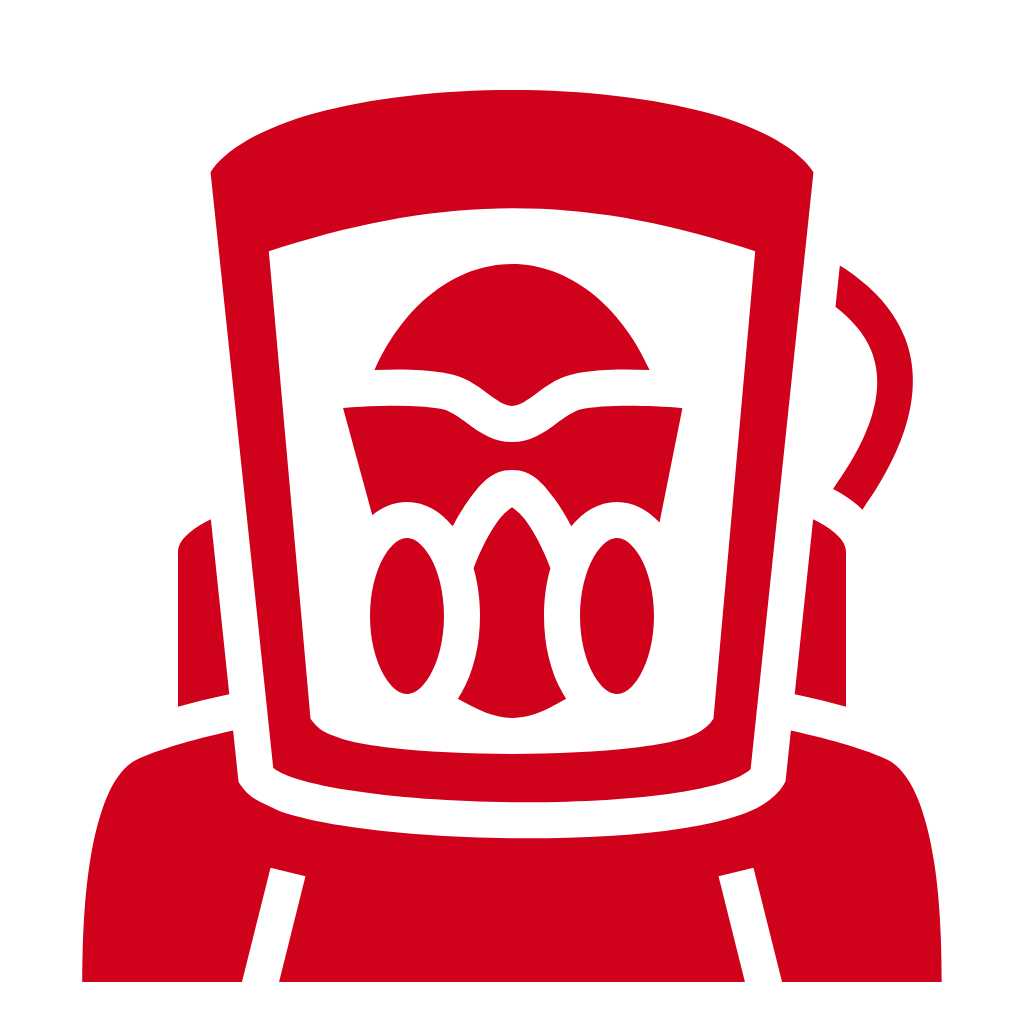 Icon of person wearing hazmat suit representing environmental pollution