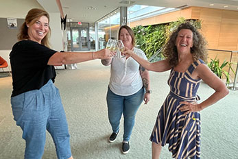 Grape and Wine Science students toasting with wine glasses