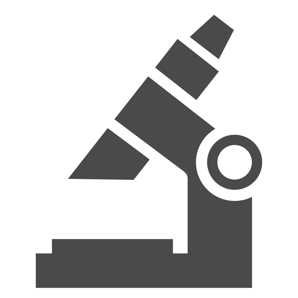Gray microscope icon representing microbiology