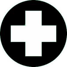 black icon with white cross representing public health