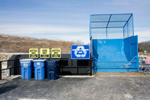 Recycling bins at recycling center