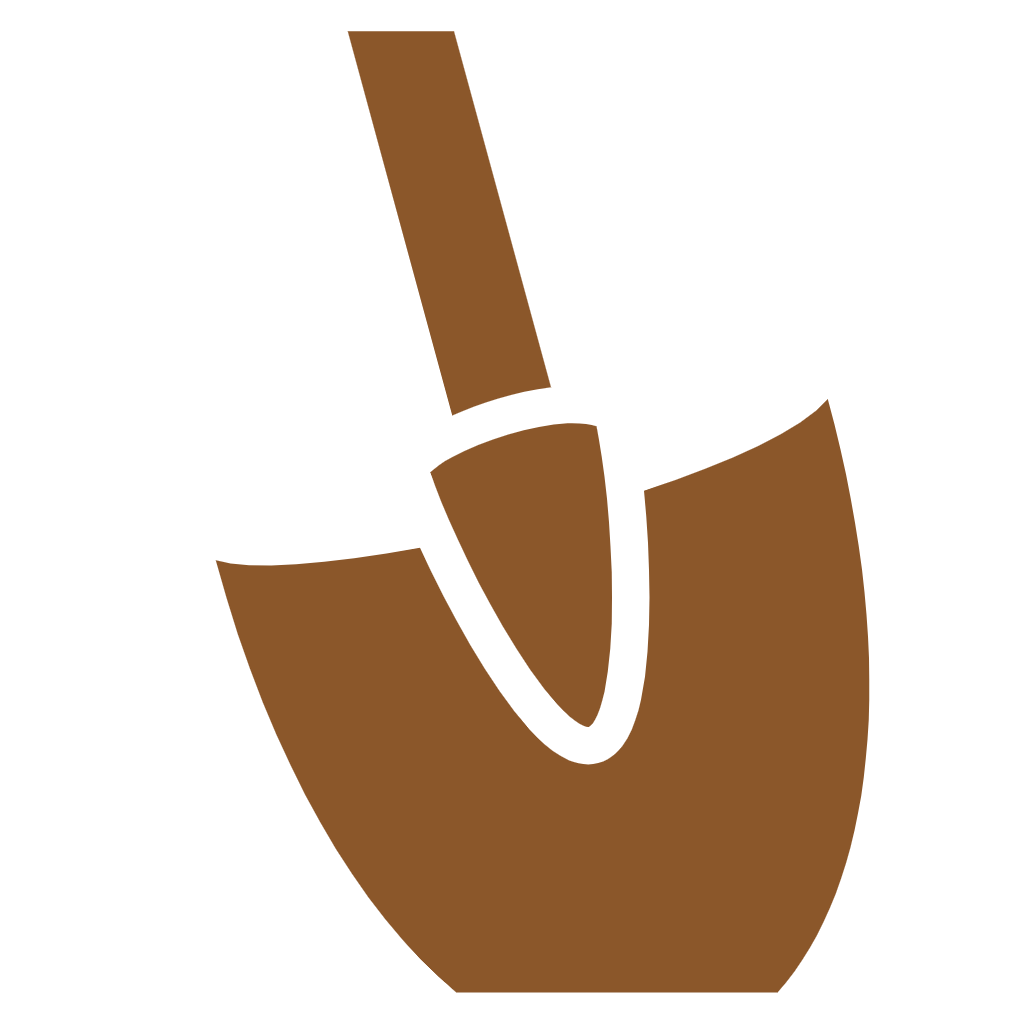 brown shovel icon representing soils and septics