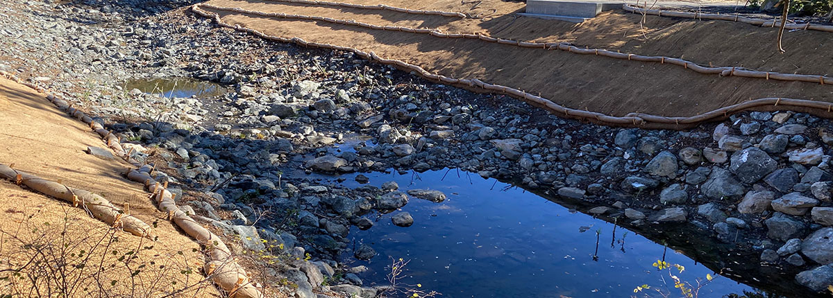 streambank restoration project in progress