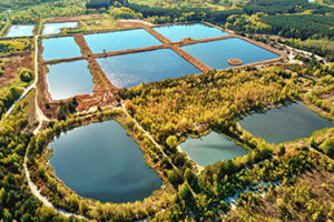 Aerial view of stormwater basins