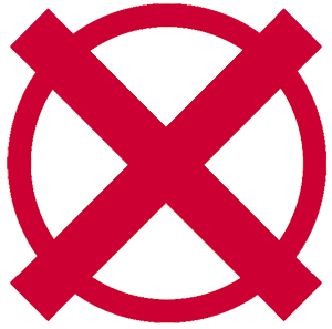 x icon with circle around it
